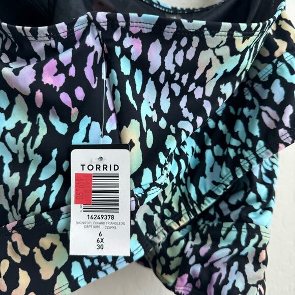 Torrid Wireless XO Triangle Bikini Top Leopard NWT 6 - Picture 7 of 9